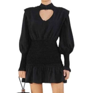 Farm Rio Black Heart Neckline Mini Dress in Black. Sz: Small